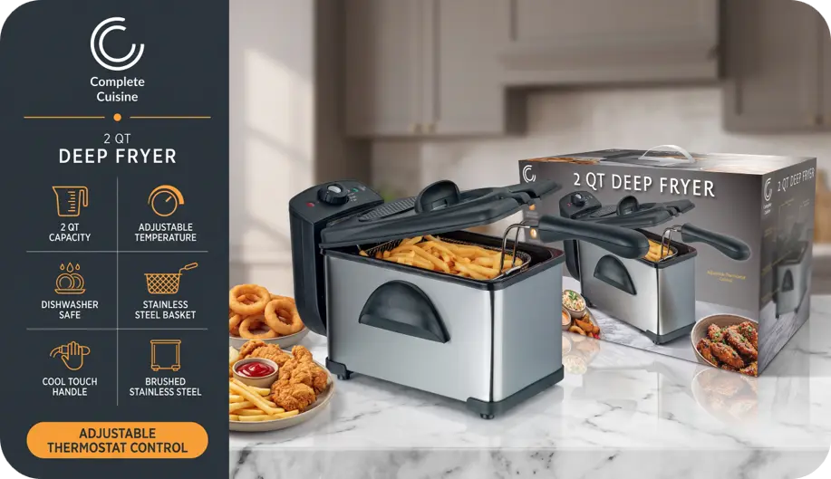 CC-DP2000-HDL - 2L Deep Fryer - Lifestyle with Marketing.webp