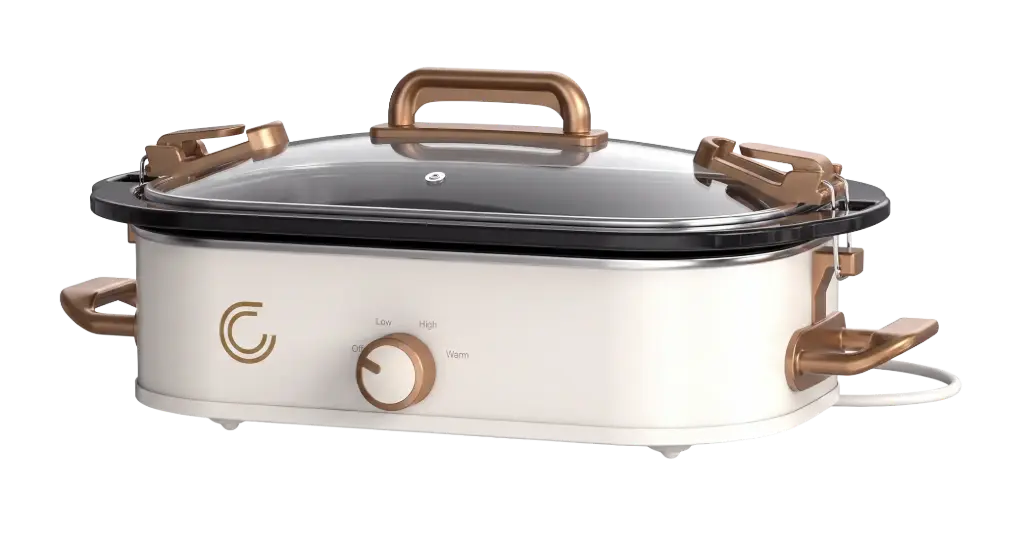 Complete Cuisine 3.5 QT Casserole Slow Cooker w/ Locking Lid (Cream/Gold)