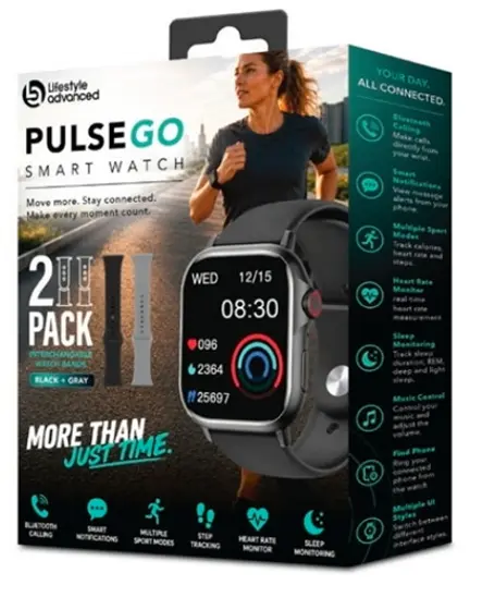 Lifestyle Advanced PulseGo Smart Watch with 2 Bands