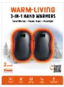 Warm Living 3-in-1 Handwarmers with Built-in Flashlight and Powerbank - Set of 2