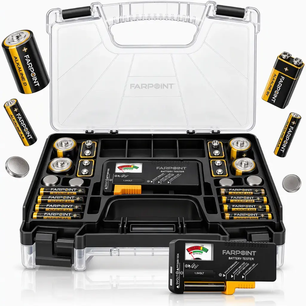 Farpoint Battery Caddy & Tester With Batteries