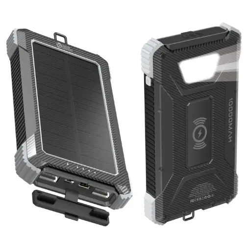 [LAWPB-2200GRY] Lifestyle Advanced 10000 mAh Solar Powerbank w/ Wireless Charging & LED Flashlight