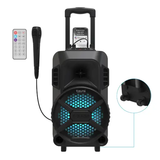 [7485KJ] Tzumi Mega Bass LED Karaoke & Party Speaker w/Microphone and Remote