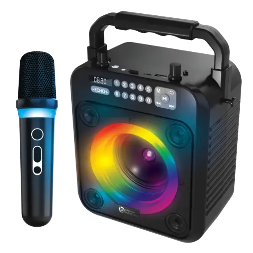 [LAK-4200BLK] Lifestyle Advanced Music Star Portable Wireless Karaoke Party Speaker With Color-Changing LED Light-Up Mic